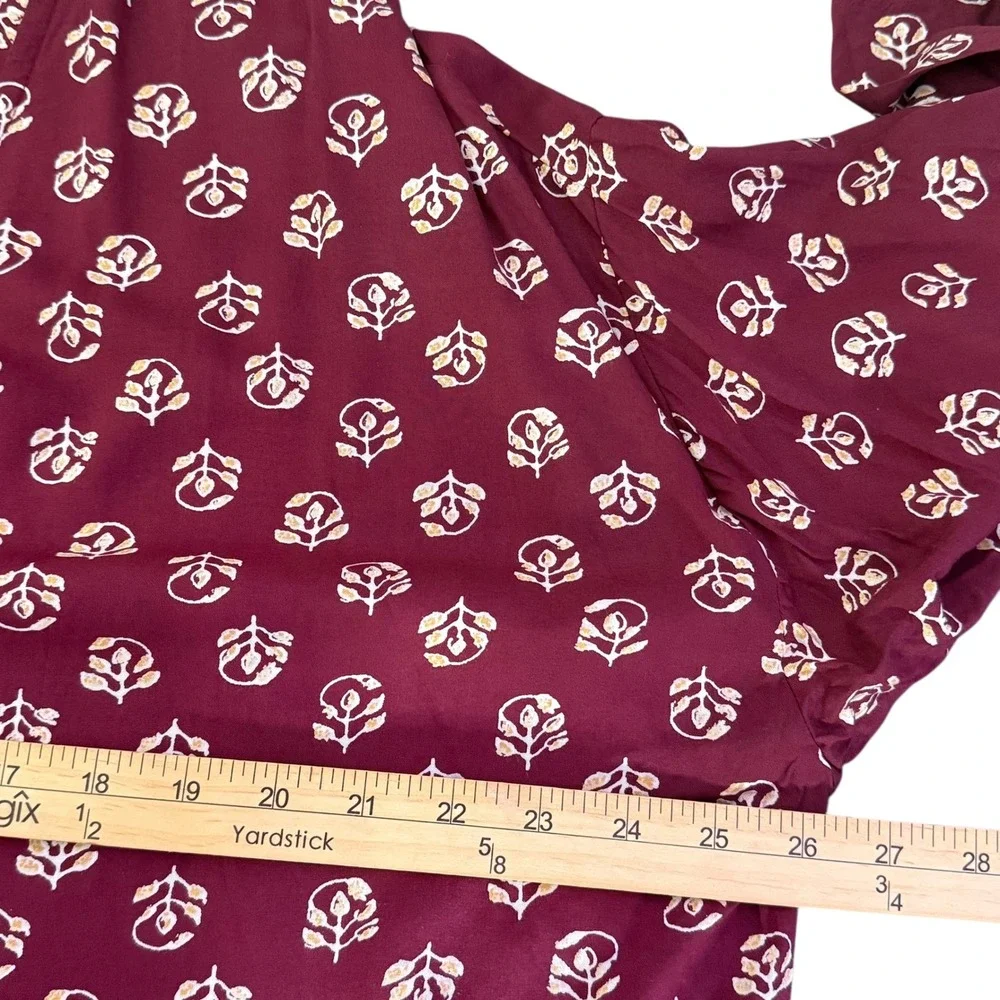 Old‎ Navy Womens XL Short Tunic Dress Floral Print Maroon Casual BOHO Festival